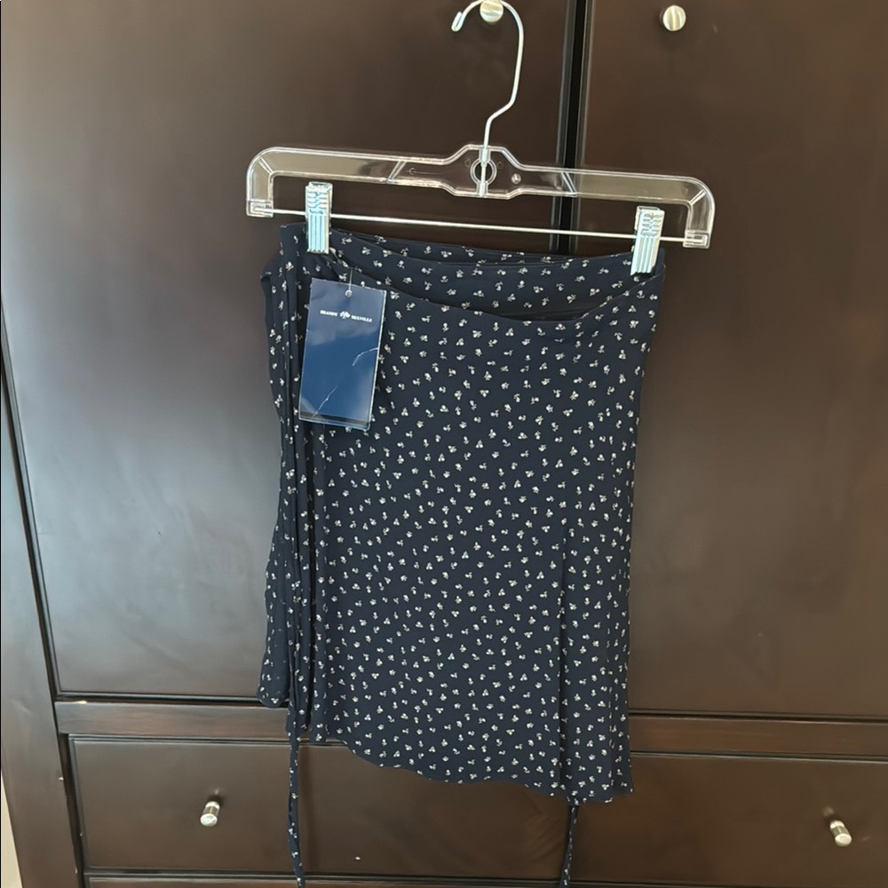 Brandy Melville navy floral wrap Skirt